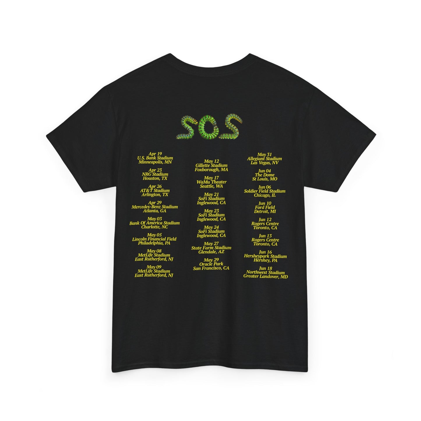 SZA LANA MERCH - LANA SOS SIGNATURE BLACK TOUR DATES TEE