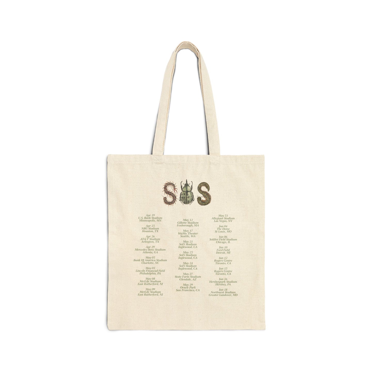 SZA LANA MERCH - SZA LANA SOS NATURAL / BLACK TOUR DATES TOTE BAG