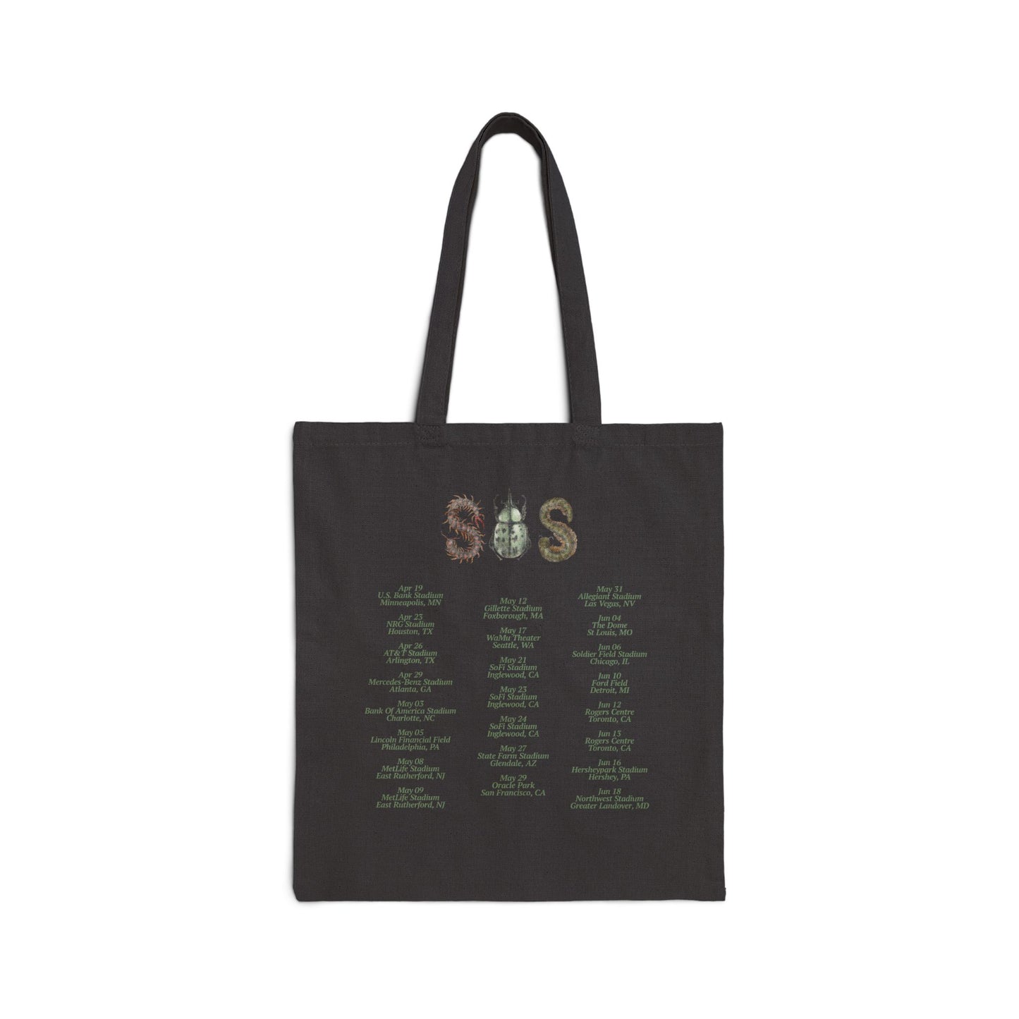 SZA LANA MERCH - SZA LANA SOS NATURAL / BLACK TOUR DATES TOTE BAG