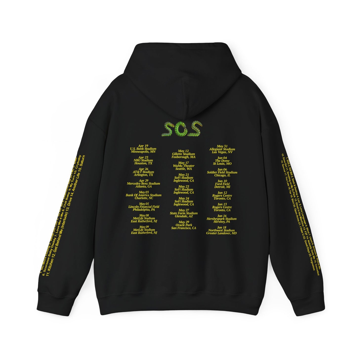 SZA LANA MERCH - SZA LANA SIGNATURE BLACK ARM TOUR DATES HOODIE