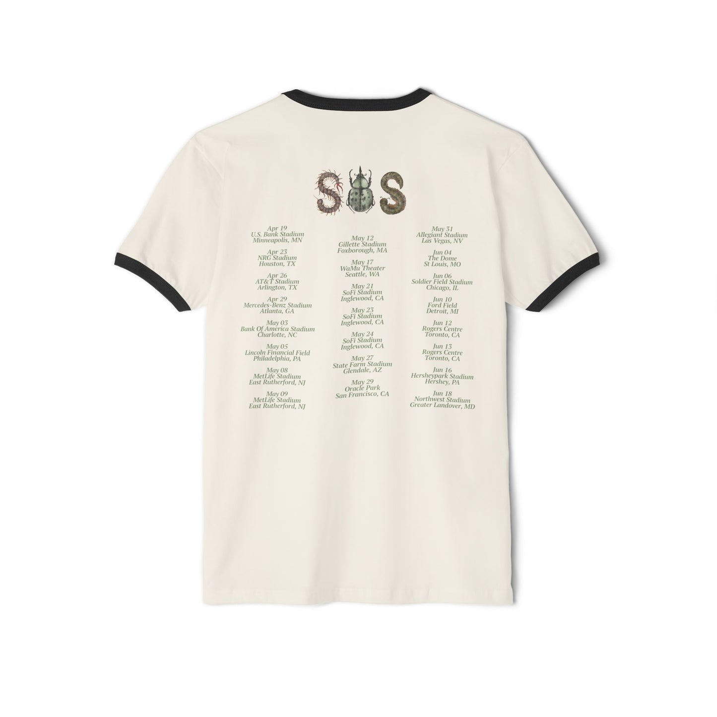 SZA LANA MERCH - SZA SOS LANA BEETLE RINGER SAND TOUR DATES TEE